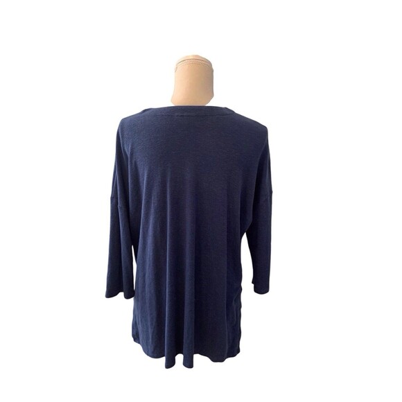 Pure Jill Linen Blend Open Cardigan Sweater Women's Med  Navy Blue 3/4 Sleeve - Picture 3 of 13